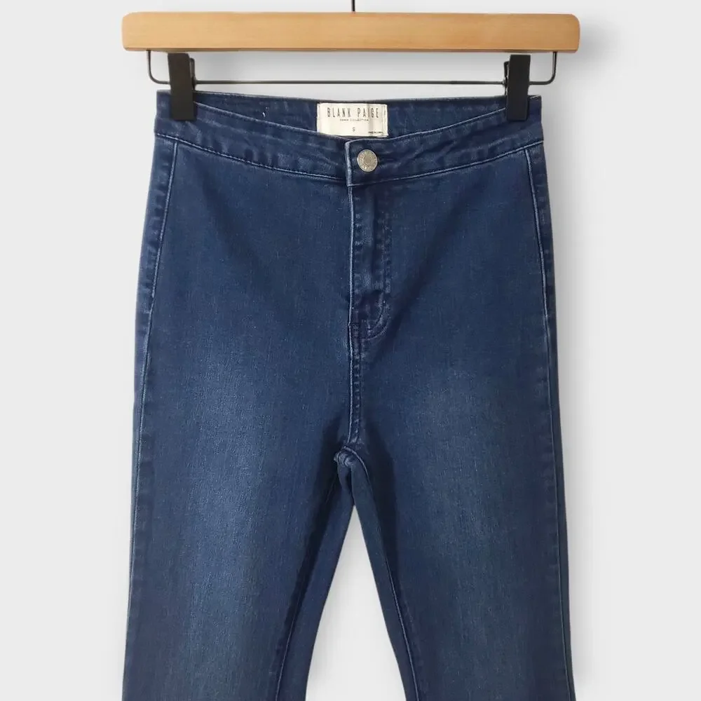 Blank Paige Womens Jean Dramatic Flare Bell Bottom Dark Wash Small Retro Rave - Picture 2 of 12